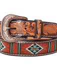 HILASON Western Genuine Leather Belt for Men Women Cowboy Cowgirl Handmade Unisex Full Grain Heavy Duty Tooled Beaded Belt