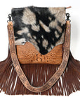 American Darling ADBGS192BM Large Crossbody Hair-On Crocodile Embossed Genuine Leather Women Bag Western Handbag Purse