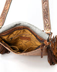 American Darling ADBGS192BM Large Crossbody Hair-On Crocodile Embossed Genuine Leather Women Bag Western Handbag Purse