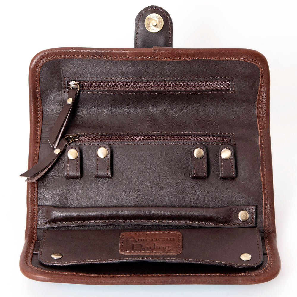 American Darling Jewelry Case Hand Tooled Saddle Blanket Genuine Leather Women Bag Western Handbag Purse