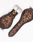 American Darling Floral Hand Tooled I watch Men Women Genuine Leather Strap
