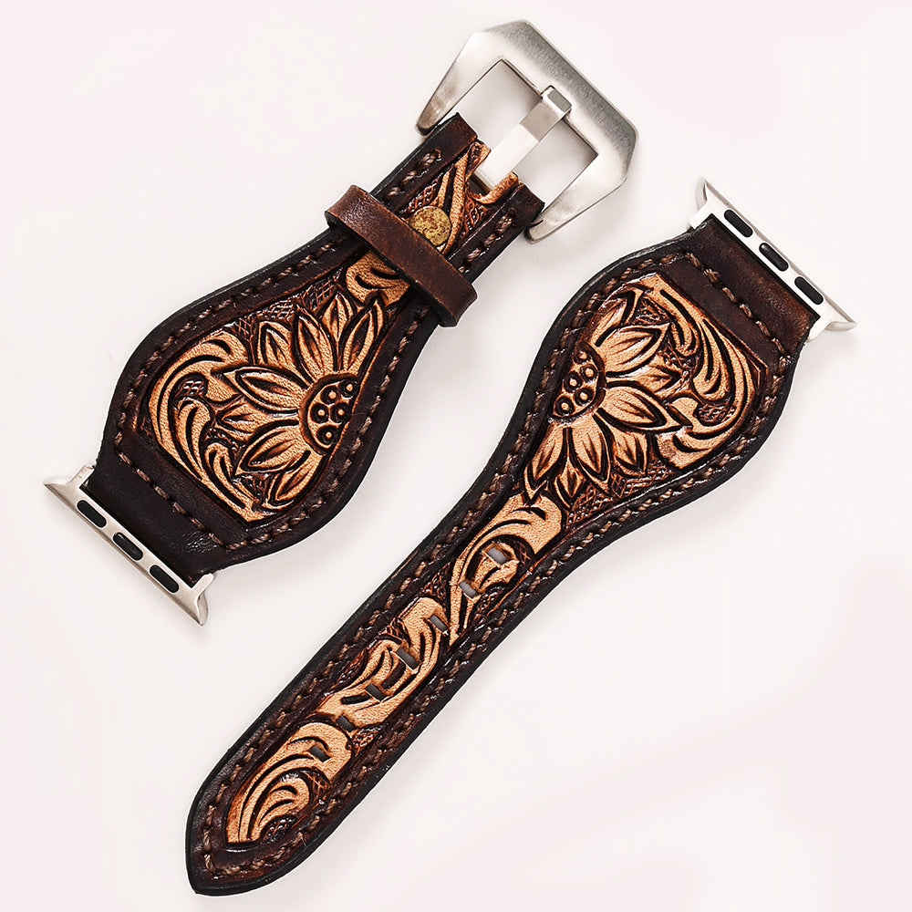 American Darling Floral Hand Tooled I watch Men Women Genuine Leather