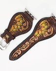 American Darling Floral Hand Tooled I watch Men Women Genuine Leather Strap