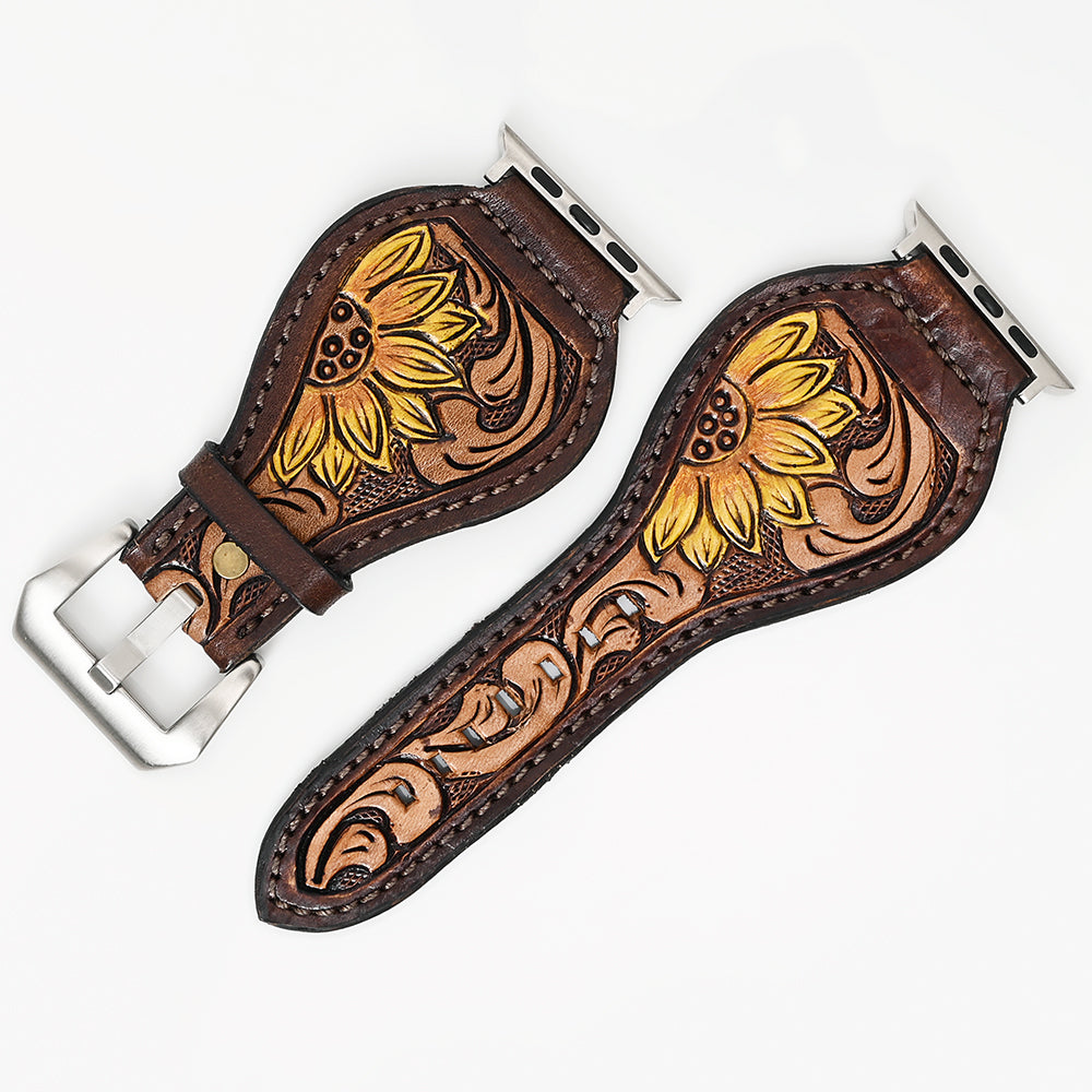 American Darling Floral Hand Tooled I watch Men Women Genuine Leather