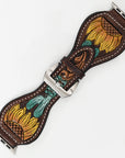 American Darling Floral Hand Tooled I watch Men Women Genuine Leather Strap