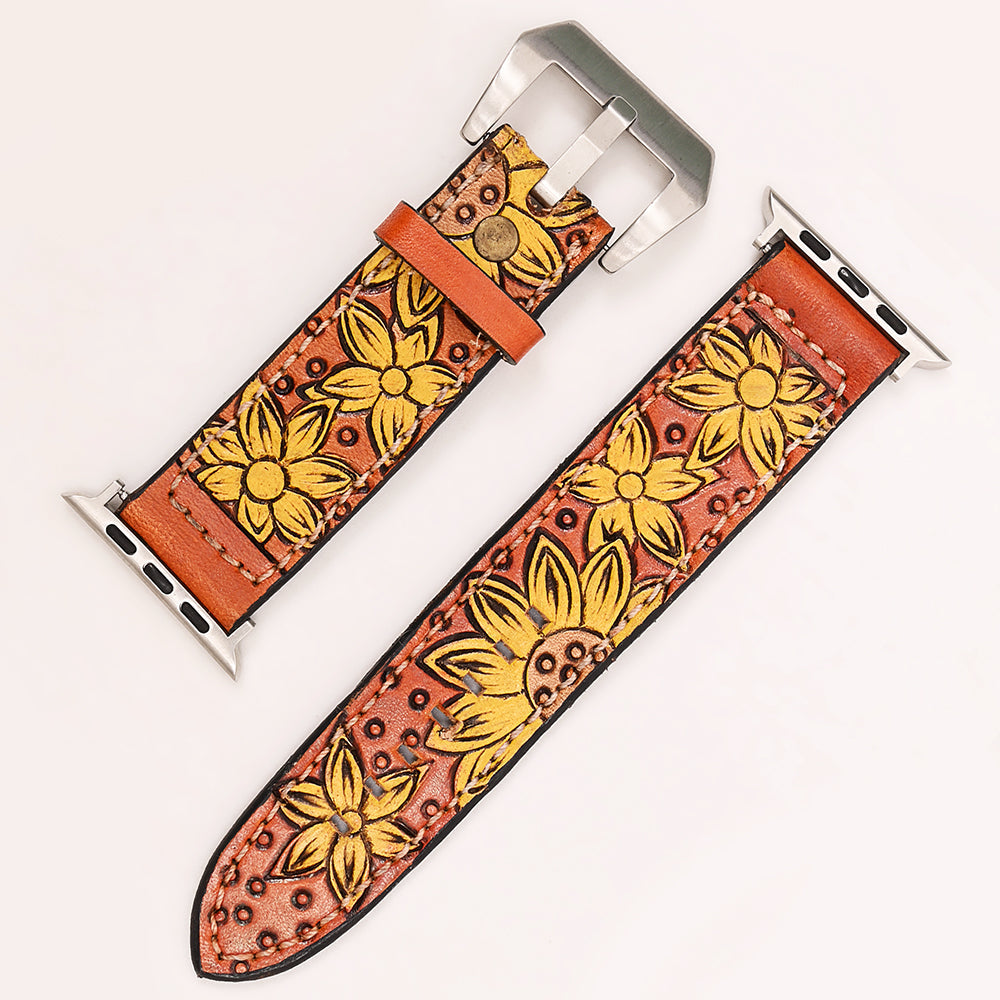 American Darling Floral Hand Tooled I watch Men Women Genuine Leather