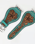 American Darling Floral Hand Tooled I watch Men Women Genuine Leather Strap