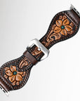 American Darling Floral Hand Tooled I watch Men Women Genuine Leather Strap