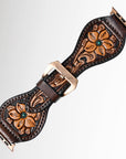 American Darling Floral Hand Tooled I watch Men Women Genuine Leather Strap