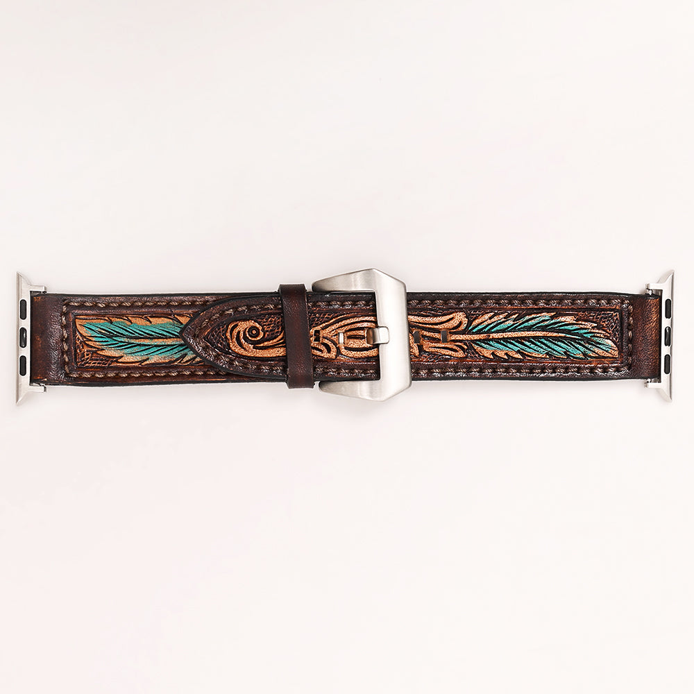 American Darling Beautifully Hand Tooled Genuine American Leather I watch Strap Men and Women Unisex