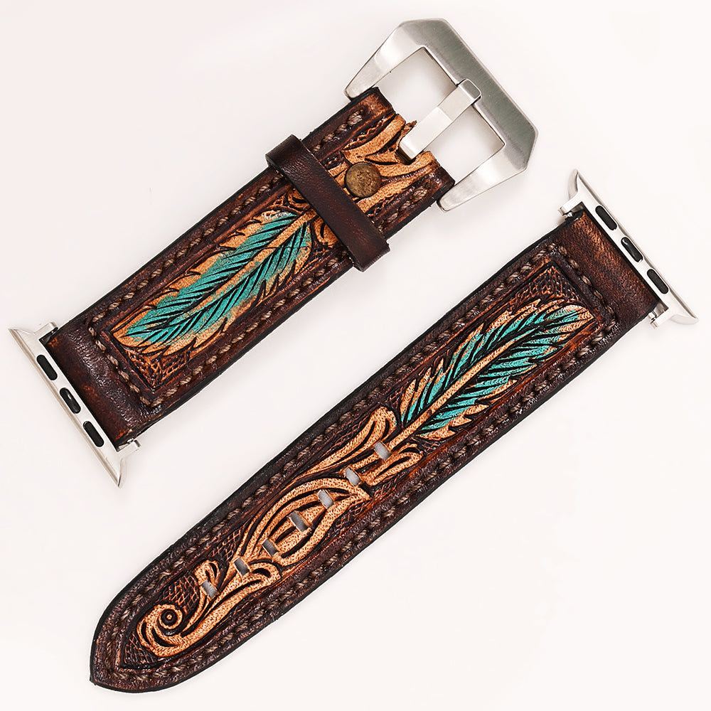 American Darling Beautifully Hand Tooled Genuine American Leather I watch Strap Men and Women Unisex