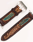 American Darling Beautifully Hand Tooled Genuine American Leather I watch Strap Men and Women Unisex