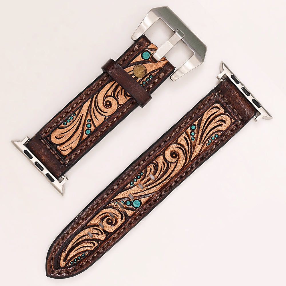 American Darling Floral Hand Tooled I watch Men Women Genuine Leather
