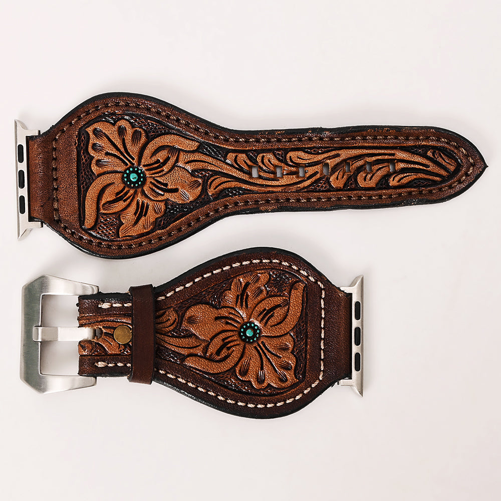 American Darling Floral Hand Tooled I watch Men Women Genuine Leather