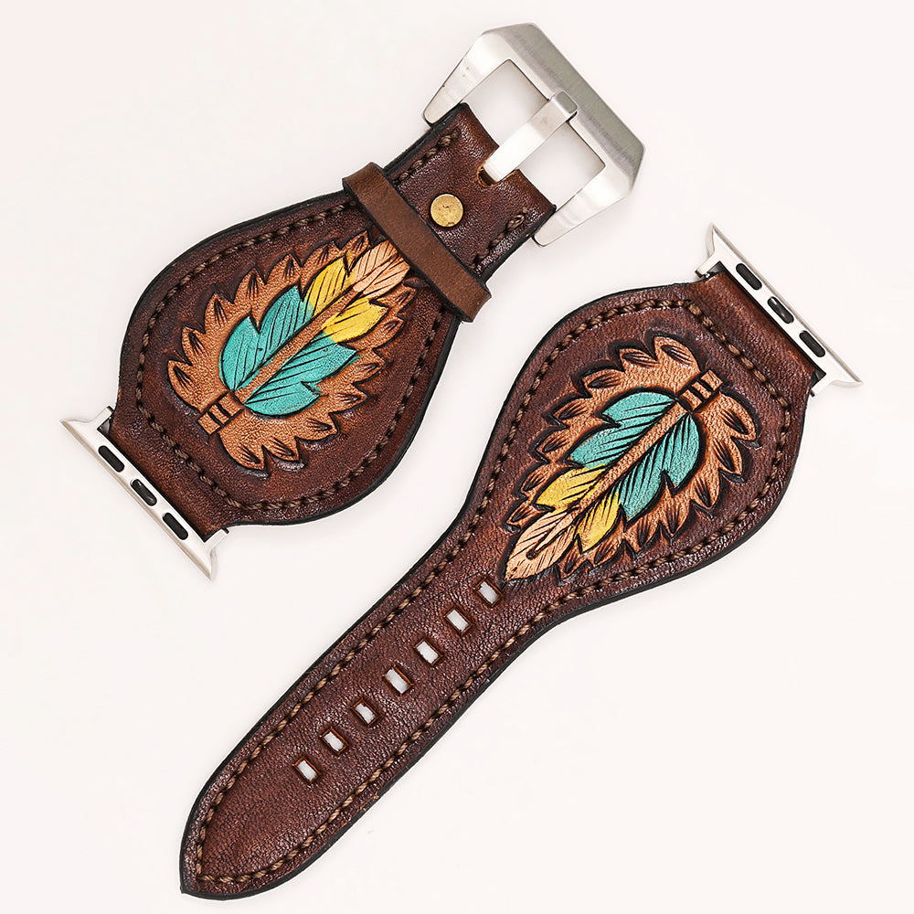 American Darling Floral Hand Tooled I watch Men Women Genuine Leather