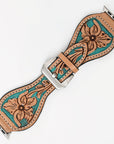 American Darling Floral Hand Tooled I watch Men Women Genuine Leather Strap