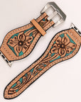 American Darling Floral Hand Tooled I watch Men Women Genuine Leather Strap