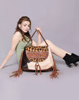 American Darling Messenger Hand Tooled Hair On Genuine Leather Women Bag Western Handbag Purse