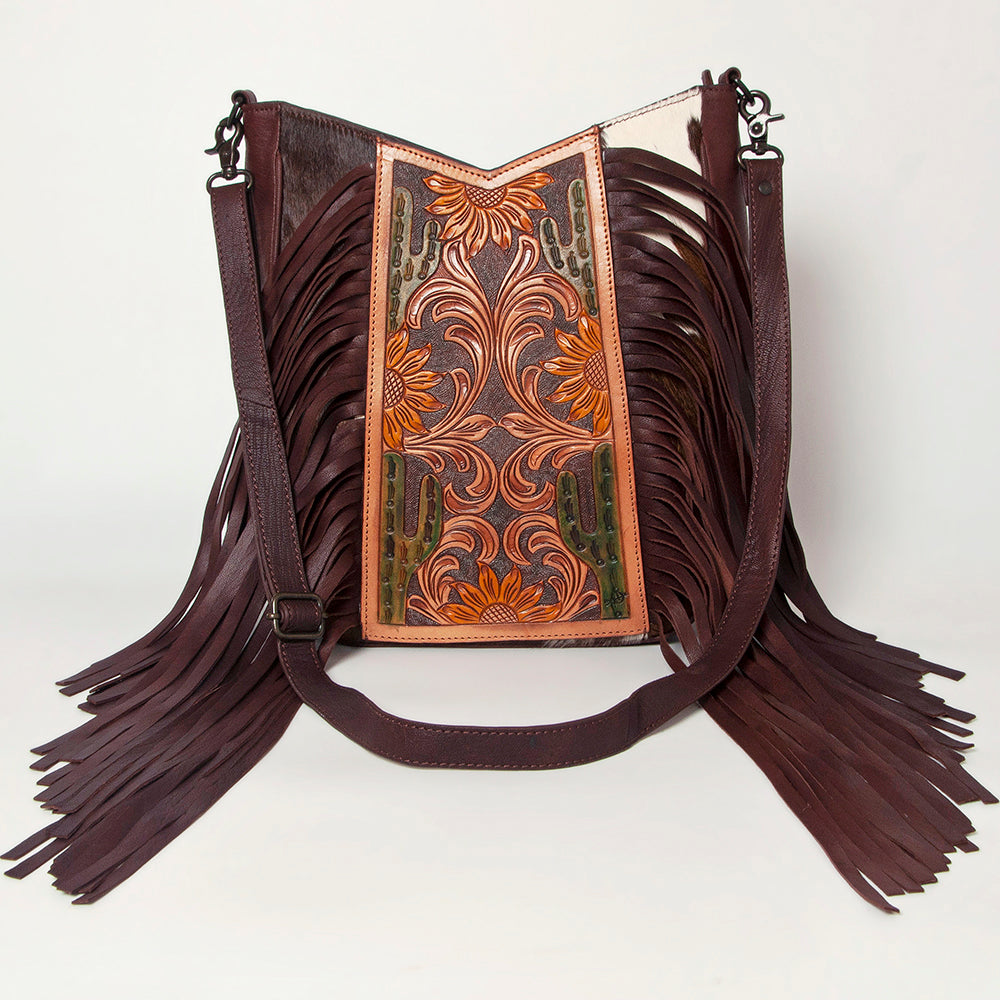 American Darling Hand Tooled Hair On Genuine Leather Women Bag Western Handbag Purse