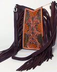 American Darling Hand Tooled Hair On Genuine Leather Women Bag Western Handbag Purse