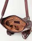 American Darling Hand Tooled Hair On Genuine Leather Women Bag Western Handbag Purse