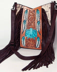 American Darling Hand Tooled Hair On Genuine Leather Women Bag Western Handbag Purse