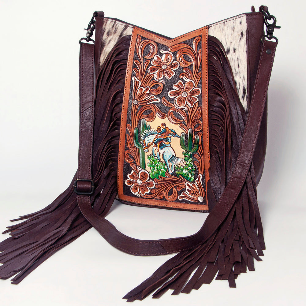 American Darling Hand Tooled Hair On Genuine Leather Women Bag Western Handbag Purse