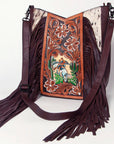 American Darling Hand Tooled Hair On Genuine Leather Women Bag Western Handbag Purse