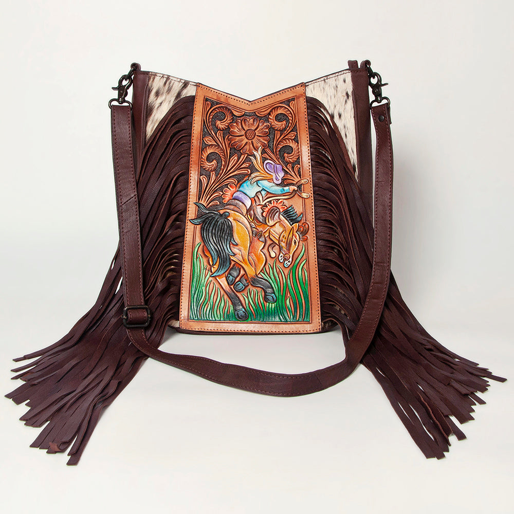 American Darling Hand Tooled Hair On Genuine Leather Women Bag Western Handbag Purse