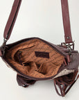 American Darling Hand Tooled Hair On Genuine Leather Women Bag Western Handbag Purse