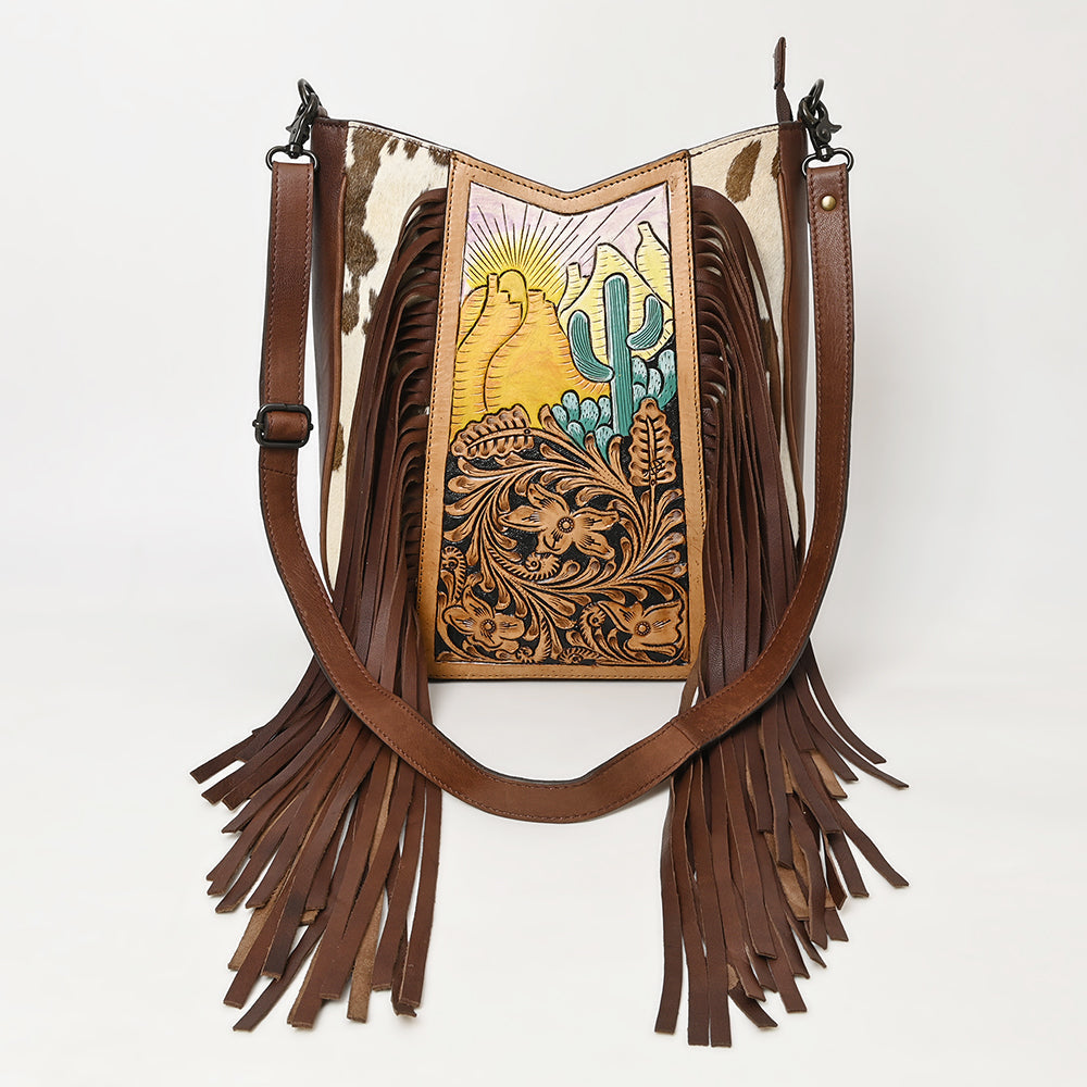 American Darling Hand Tooled Hair On Genuine Leather Women Bag Western Handbag Purse