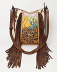 American Darling Hand Tooled Hair On Genuine Leather Women Bag Western Handbag Purse