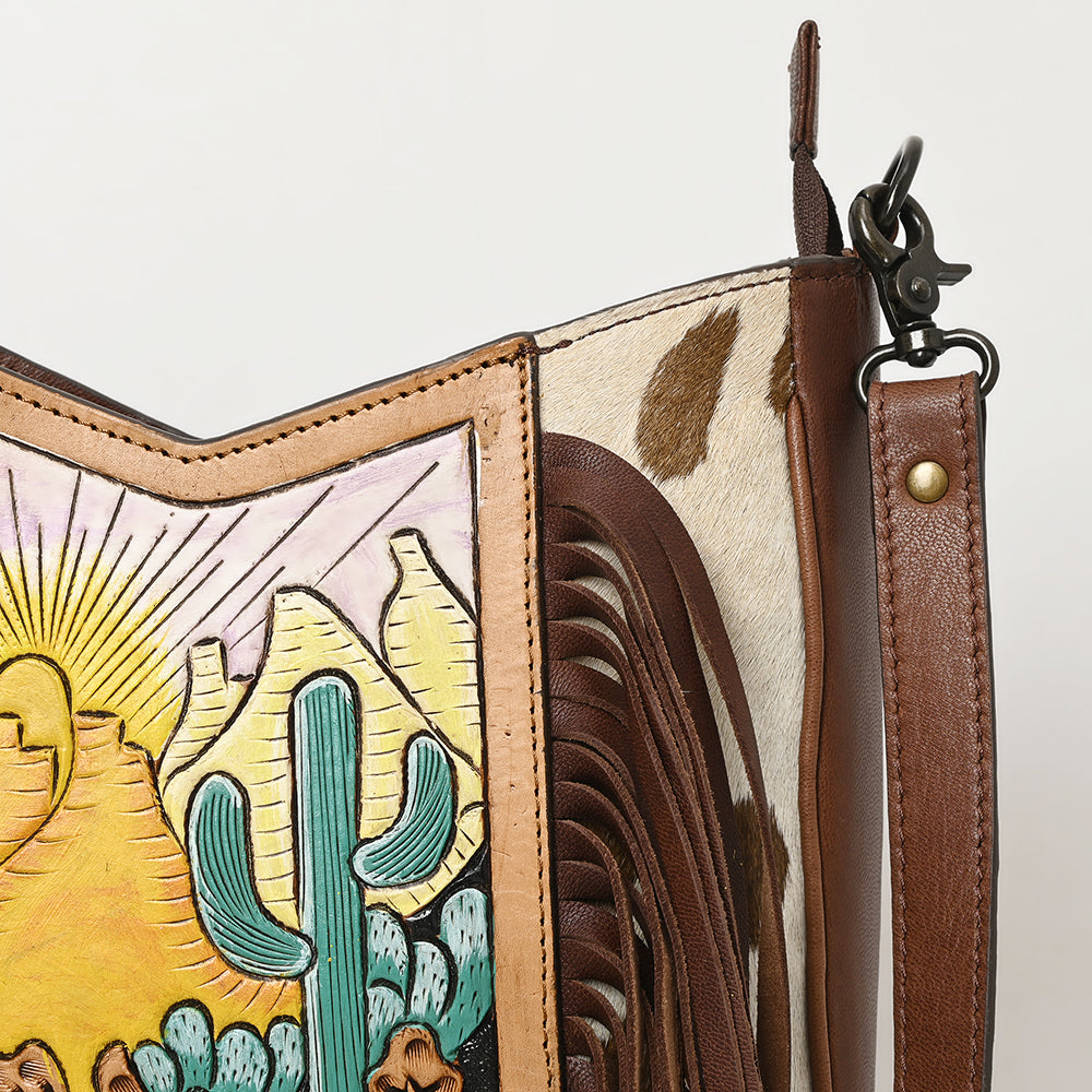American Darling Hand Tooled Hair On Genuine Leather Women Bag Western Handbag Purse