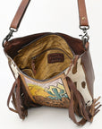 American Darling Hand Tooled Hair On Genuine Leather Women Bag Western Handbag Purse