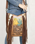 American Darling Hand Tooled Hair On Genuine Leather Women Bag Western Handbag Purse
