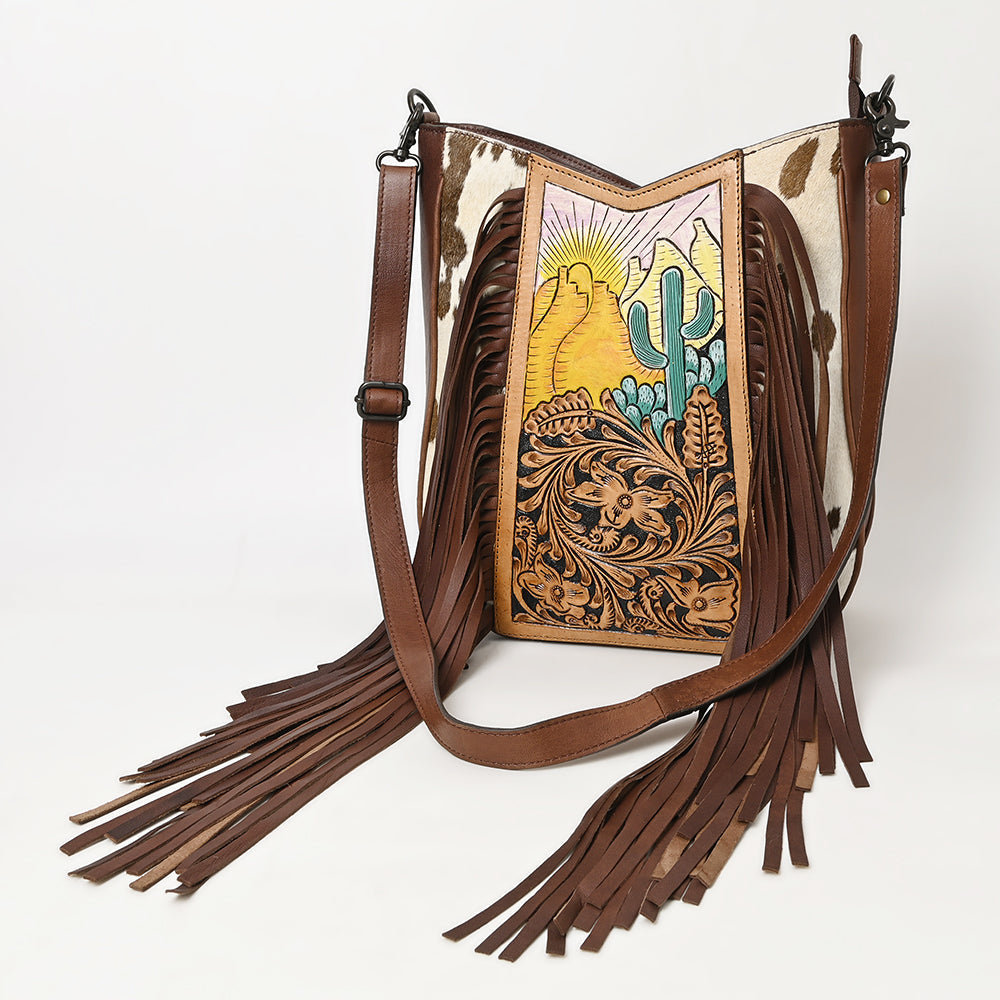 American Darling Hand Tooled Hair On Genuine Leather Women Bag Western Handbag Purse