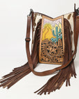 American Darling Hand Tooled Hair On Genuine Leather Women Bag Western Handbag Purse