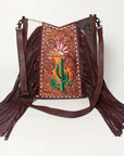 American Darling Hand Tooled Hair On Genuine Leather Women Bag Western Handbag Purse
