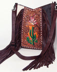 American Darling Hand Tooled Hair On Genuine Leather Women Bag Western Handbag Purse
