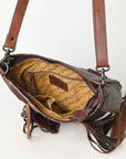 American Darling Hand Tooled Hair On Genuine Leather Women Bag Western Handbag Purse