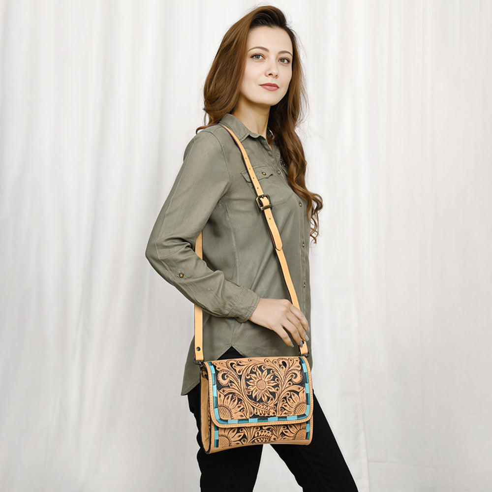 American Darling Hand Tooled Genuine Leather Women Bag Western Handbag Purse
