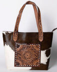 American Darling Tote Hand Tooled Hair-On Genuine Leather Women Bag Western Handbag Purse