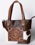 American Darling Tote Hand Tooled Hair-On Genuine Leather Women Bag Western Handbag Purse