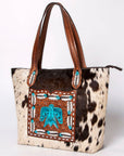 American Darling Tote Hand Tooled Hair-On Genuine Leather Women Bag Western Handbag Purse