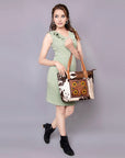 American Darling Tote Hand Tooled Hair-On Genuine Leather Women Bag Western Handbag Purse