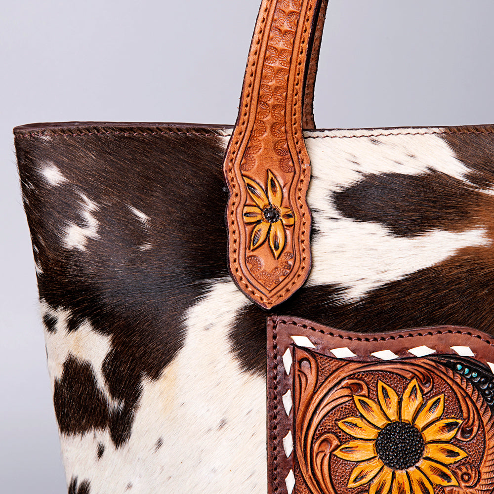 American Darling Tote Hand Tooled Hair-On Genuine Leather Women Bag Western Handbag Purse