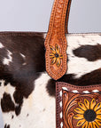 American Darling Tote Hand Tooled Hair-On Genuine Leather Women Bag Western Handbag Purse