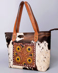 American Darling Tote Hand Tooled Hair-On Genuine Leather Women Bag Western Handbag Purse