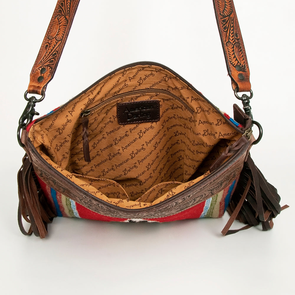 American Darling ADBGZ669 Signature Crossbody Hand Tooled Saddle Blanket Genuine Leather Women Bag Western Handbag Purse