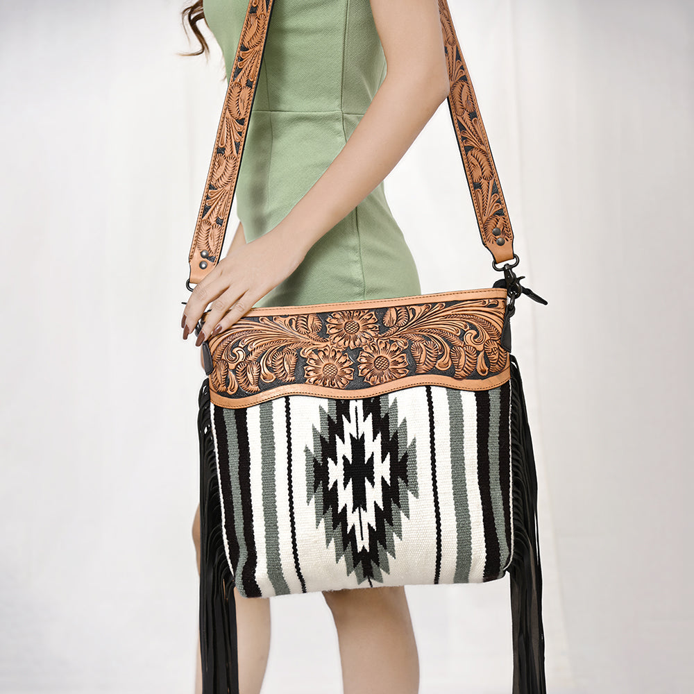 American Darling ADBGZ673 Signature Crossbody Hand Tooled Saddle Blanket Genuine Leather Women Bag Western Handbag Purse